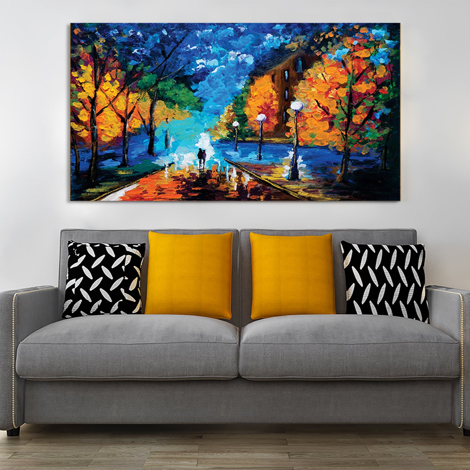 Classic Couple in Rainy Day Premium Canvas Painting decorative masterpiece for home decor